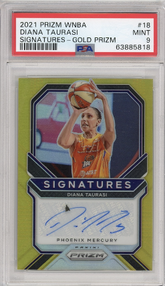 DIANA TAURASI 2021 PANINI PRIZM WNBA SIGNATURES-GOLD PRIZM #/10 AUTO PSA 9